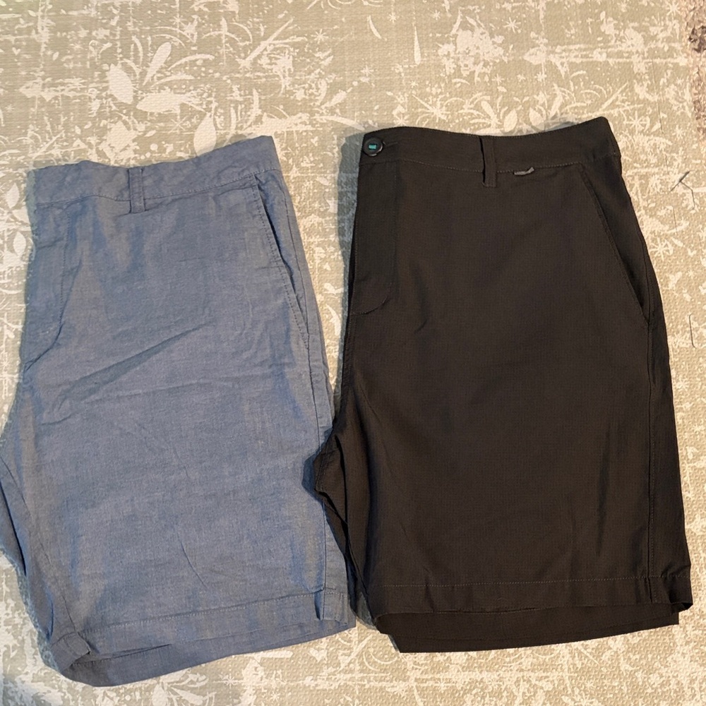 Linksoul Black and Blue Men's Flat Front Shorts